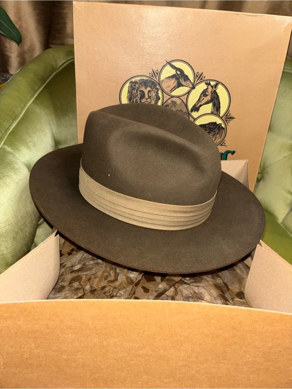 Vintage New Banana Republic Brown Fedora Safari Travel Indiana Jones Hat Wool 7